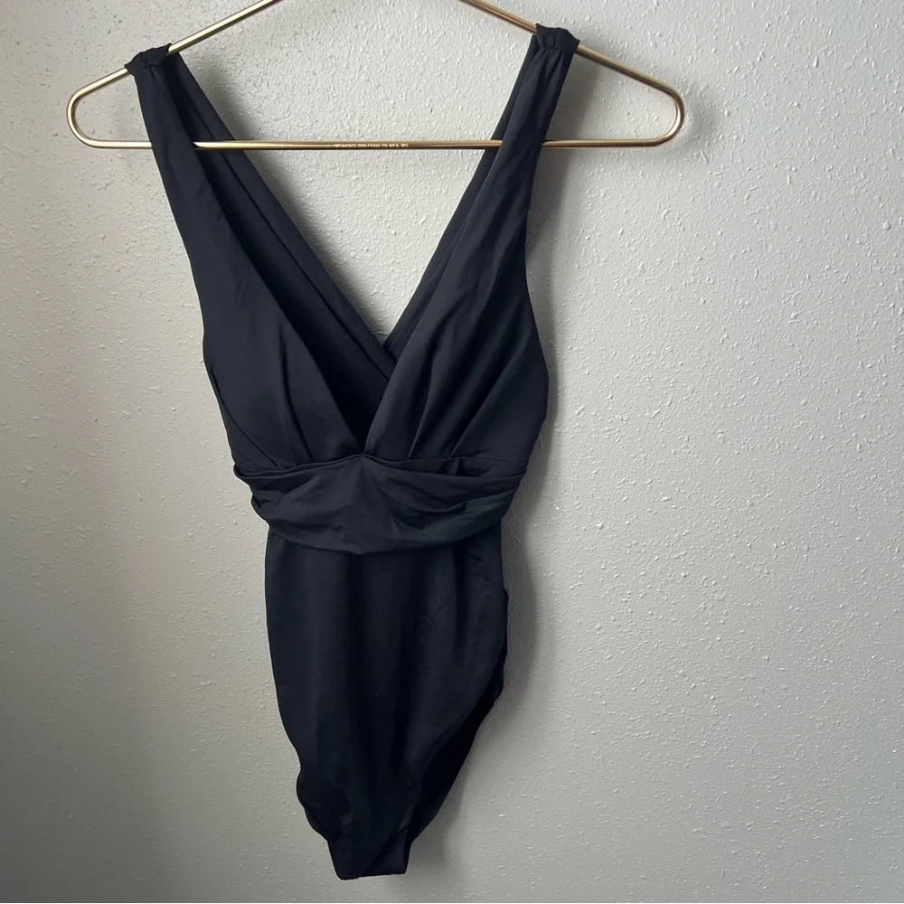 Seafolly Collective Cross Back One Piece Swimsuit Size 12 In Black New - Picture 3 of 7